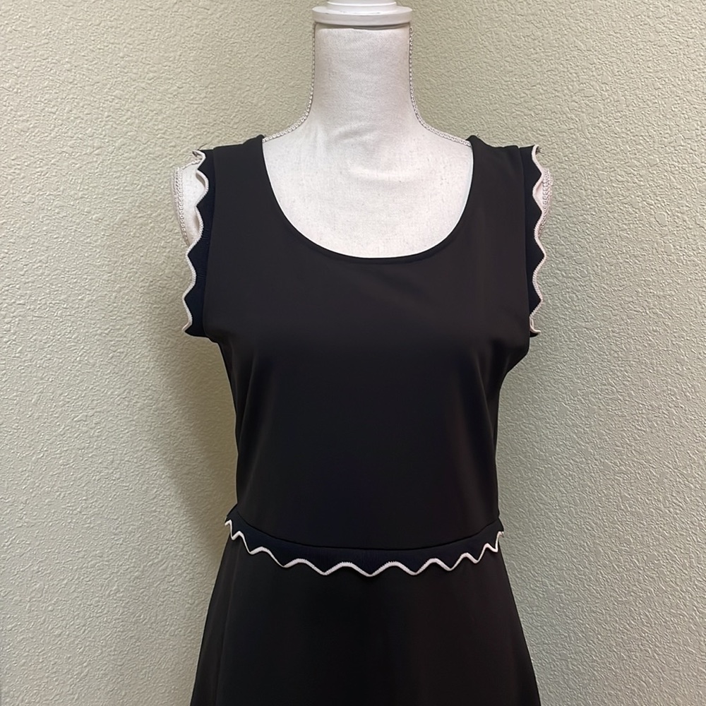 Ava Black Scallop Trim midi dress